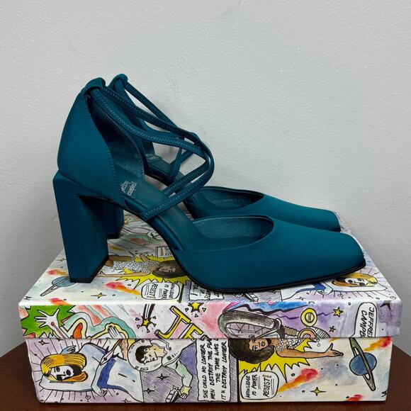 Jeffrey Campbell Popular Square-Toe Heel Pump in Dark Blue Neoprene Size 9 - Picture 4 of 8